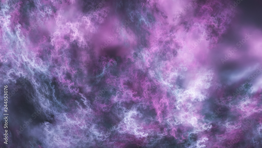 Abstract surreal violet clouds. Expressive brush strokes. Fractal background. 3d rendering.