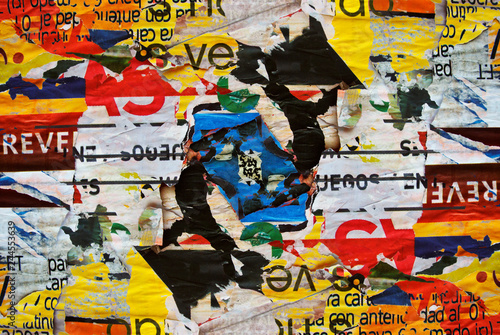 Random background collage paper typography texture on wall