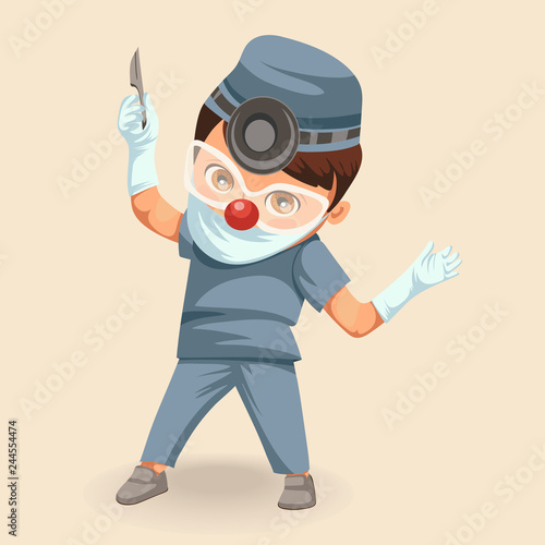 Cartoon doctor surgeon colorful poster