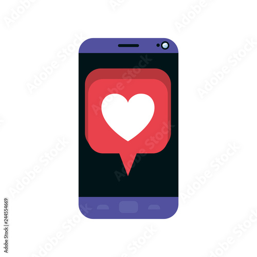 smartphone with speech bubble isolated icon photo