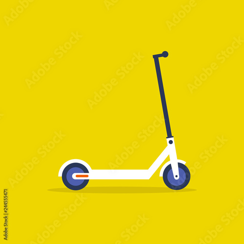Riding an electric scooter. Urban  transportation. Modern technologies. Millennial lifestyle. Flat editable vector illustration, clip art
