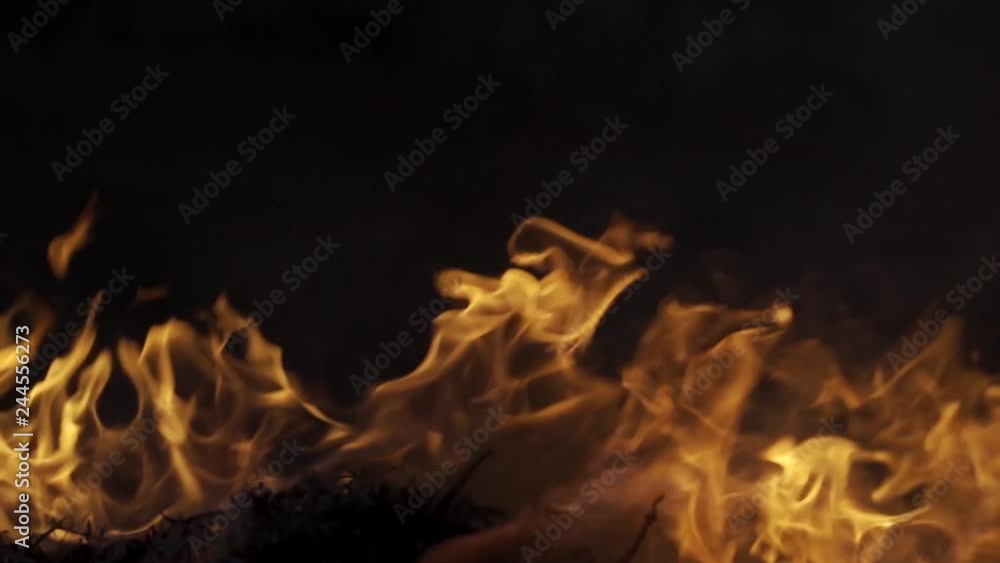 Fire on black background in slow motion Fire on black background in slow motion