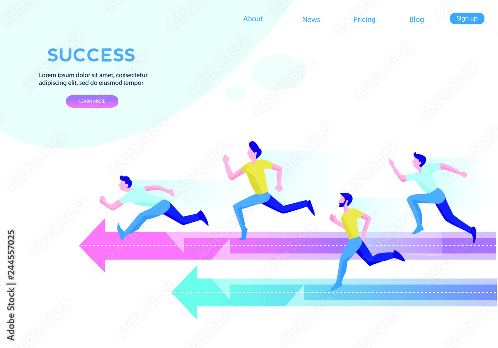 Obraz premium Business team running to success. Concept business vector illustration
