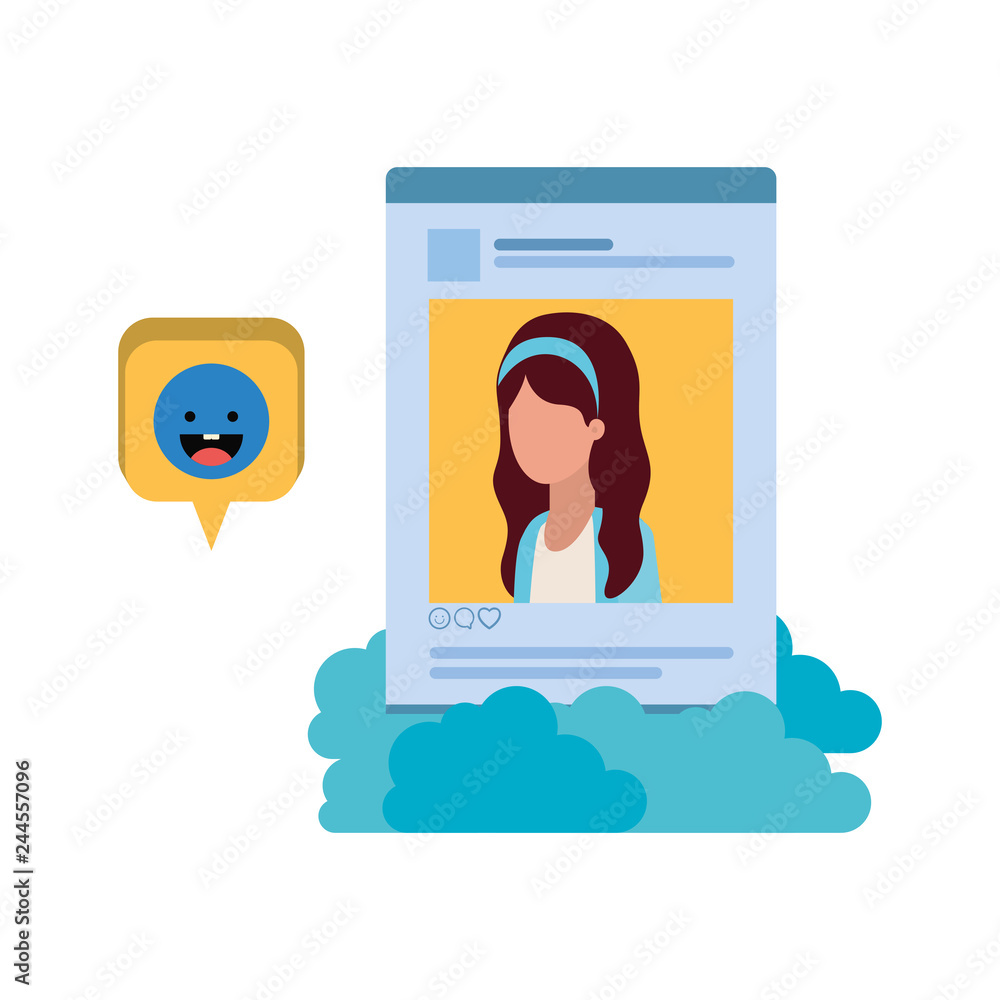 profile social network woman with speech bubble profile social network woman with speech bubble