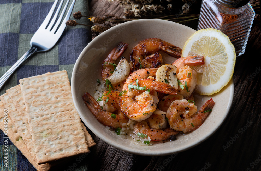 Spanish style garlic and shrimps. Spanish style garlic and shrimps.