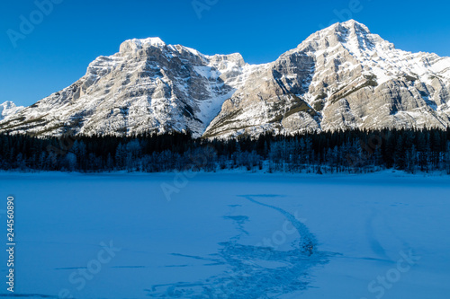 Rockies from Wedge Pond in winter, Spray Valley Provincial Park, Alberta, Canada © David