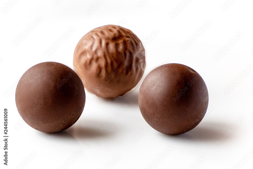 Chocolate pralines isolated on white background Chocolate pralines isolated on white background