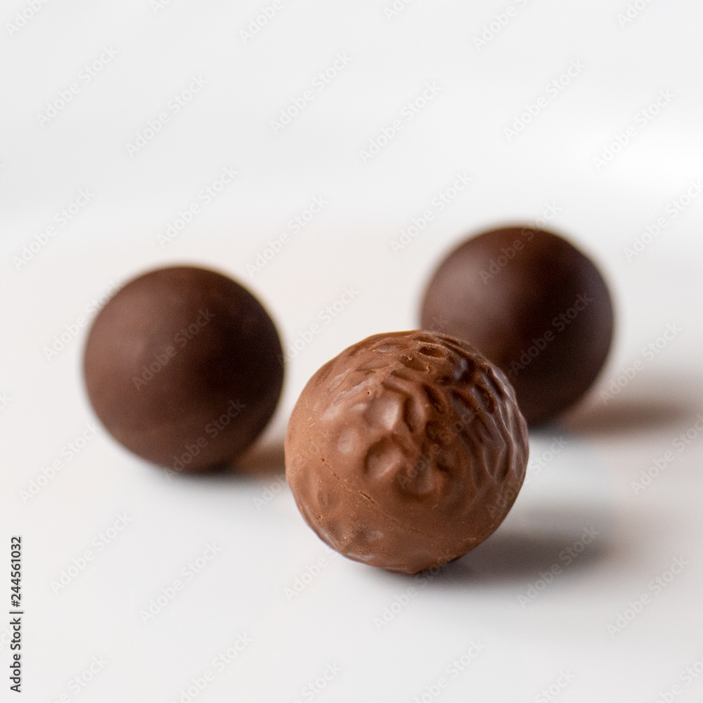 Chocolate pralines isolated on white background Chocolate pralines isolated on white background