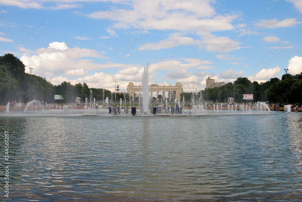 A fountain in the Gorky Park in Moscow, Russia