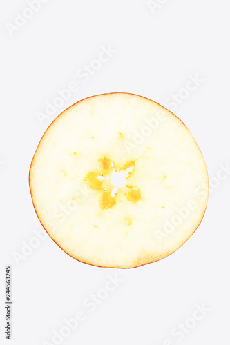 Apple slice on white background, closeup. Isolate.