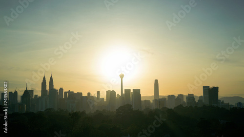 Photography Silhouette of Kuala Lumpur city during Sunrise