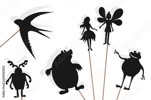 Thumbelina fairy tale, shadow puppets