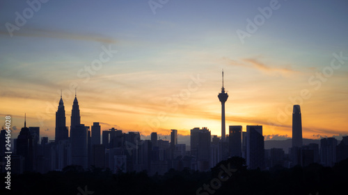 Silhouette of Kuala Lumpur city during Sunrise