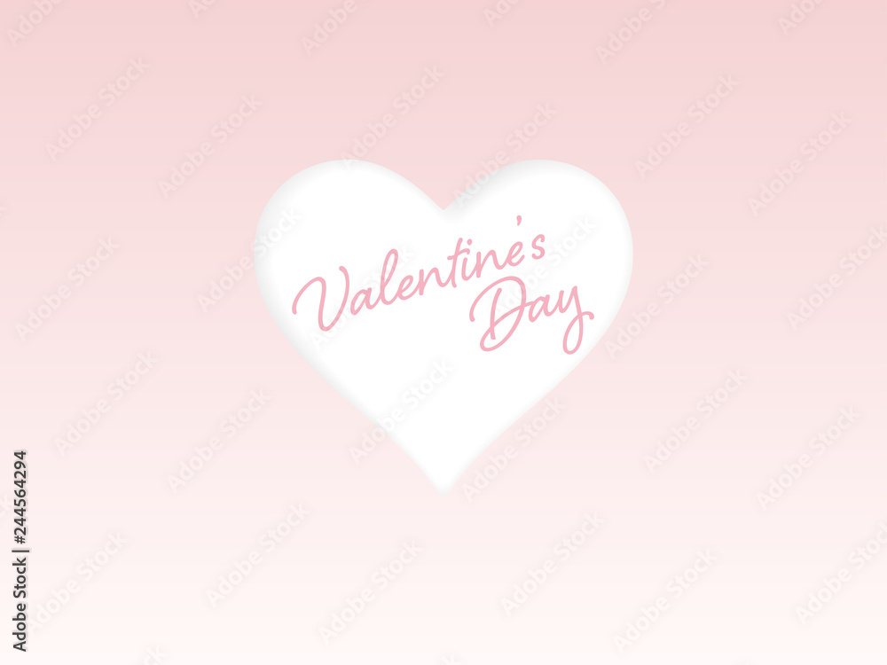 Heart shape frame on soft pink pastel color background with text space Valentines Day in paper cutting flat design. Vector design elements in love concept background, wedding