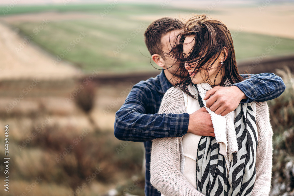 Romantic happy couple enjoy spending time together outdoor. Romantic happy couple enjoy spending time together outdoor.