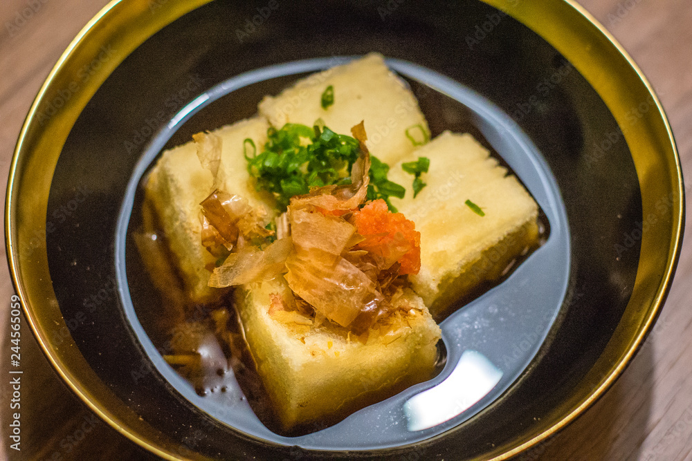 Agedashi Tofu Deep fried beancurd with soya bonito sauce Agedashi Tofu Deep fried beancurd with soya bonito sauce