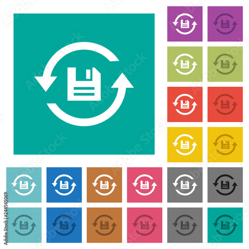 Daily backup square flat multi colored icons