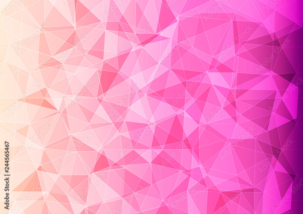 Modern banner with polygonal pattern of pink color.