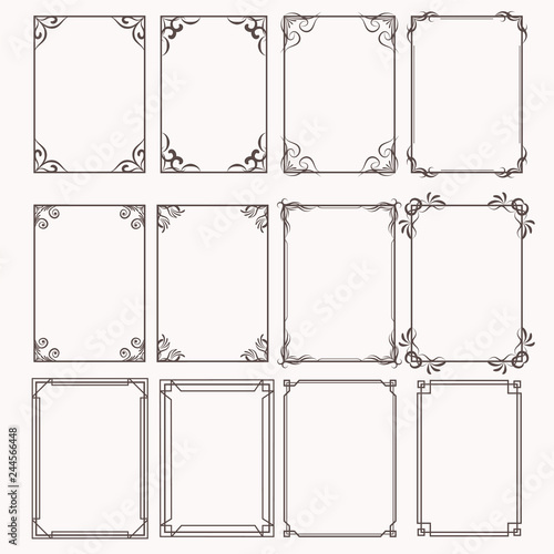 Decorative frames and borders rectangle proportions set