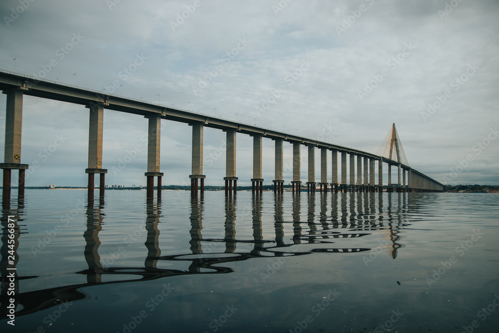 Reflection of the Rio Negro bridge, Manaus, Brasil