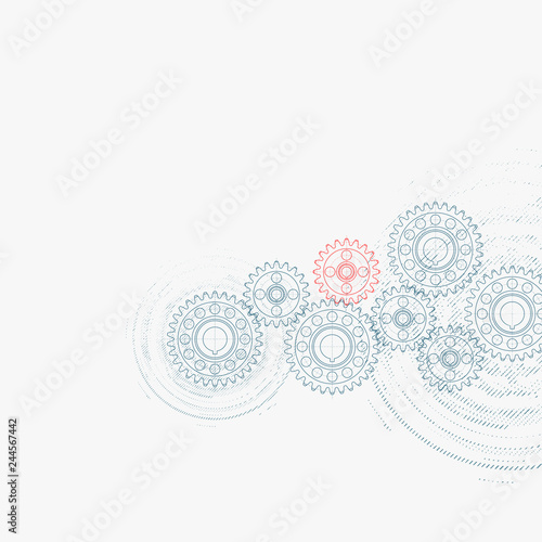 Abstract gear wheel mechanism background. Leadership and teamwork concept.