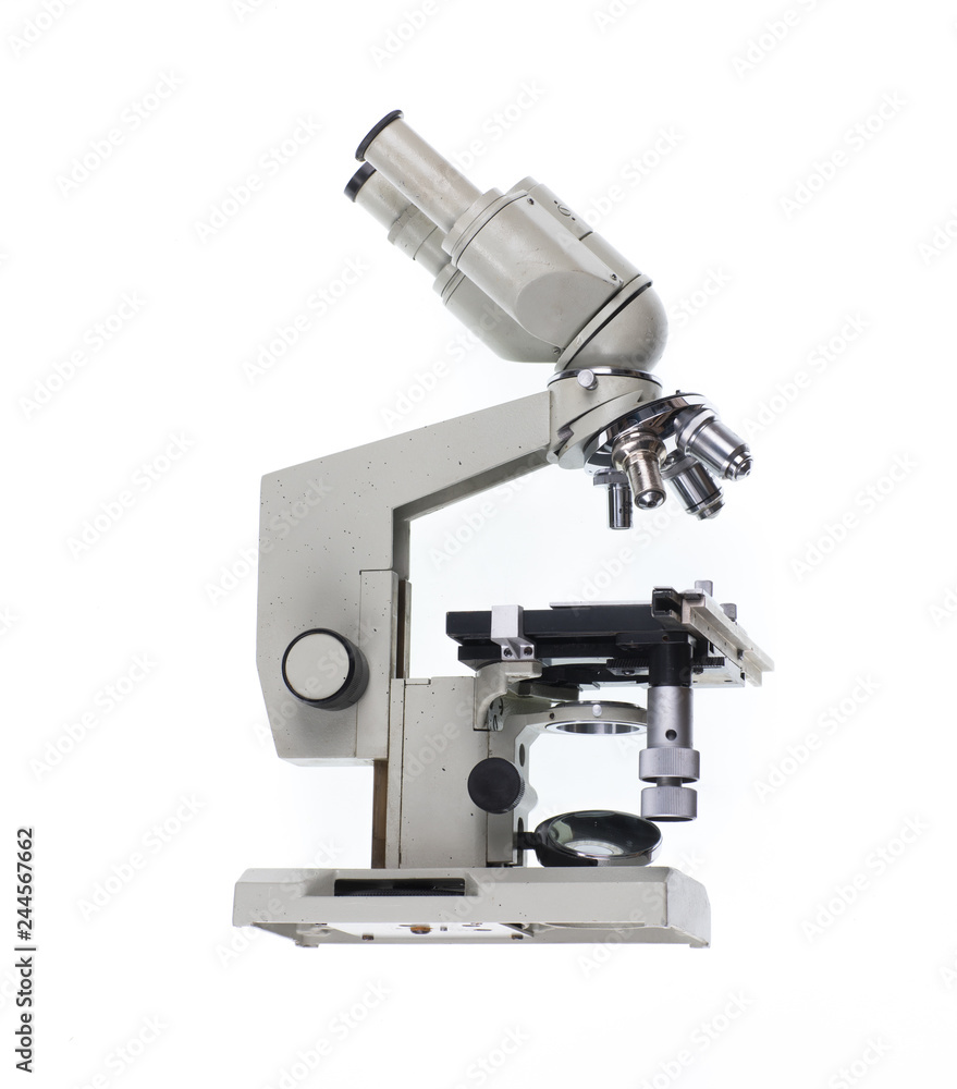 scientific microscope on white isolated background scientific microscope on white isolated background