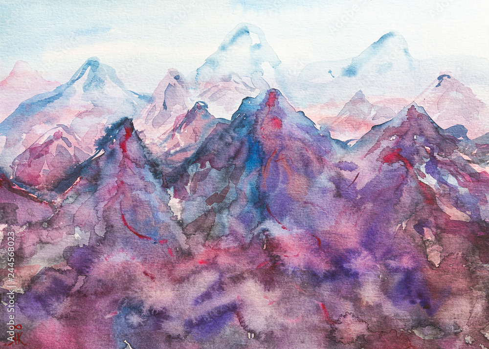 Obraz premium góra akwarela