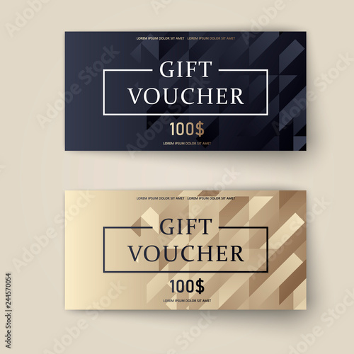 Vector set of luxury gift vouchers. Elegant template for a festive gift card, coupon and certificate. Discount Coupon Template. Vector Illustration EPS10