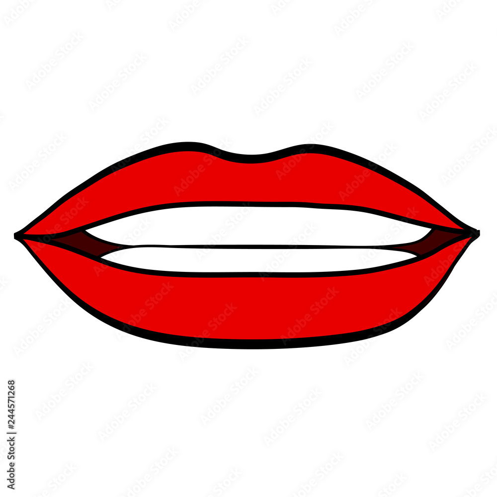 Red sexy woman lips, cartoon style, on white, stock vector illustration Red sexy woman lips, cartoon style, on white, stock vector illustration