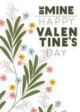 be mine happy valennes day label with flower crown icons