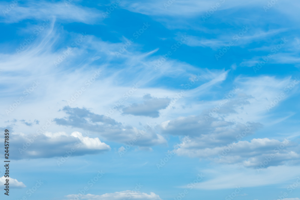 Fototapeta premium Beautiful blue sky with clouds and sunlight.