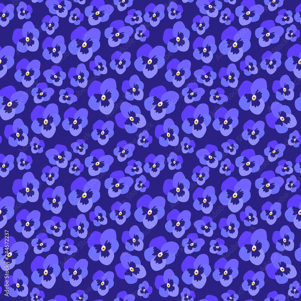 Pansy Flower Pattern. Endless Background. Seamless Pansy Flower Pattern. Endless Background. Seamless