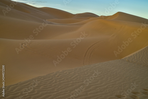 sunrise walk in sand dunes  Imperial Sand Dunes  California  USA