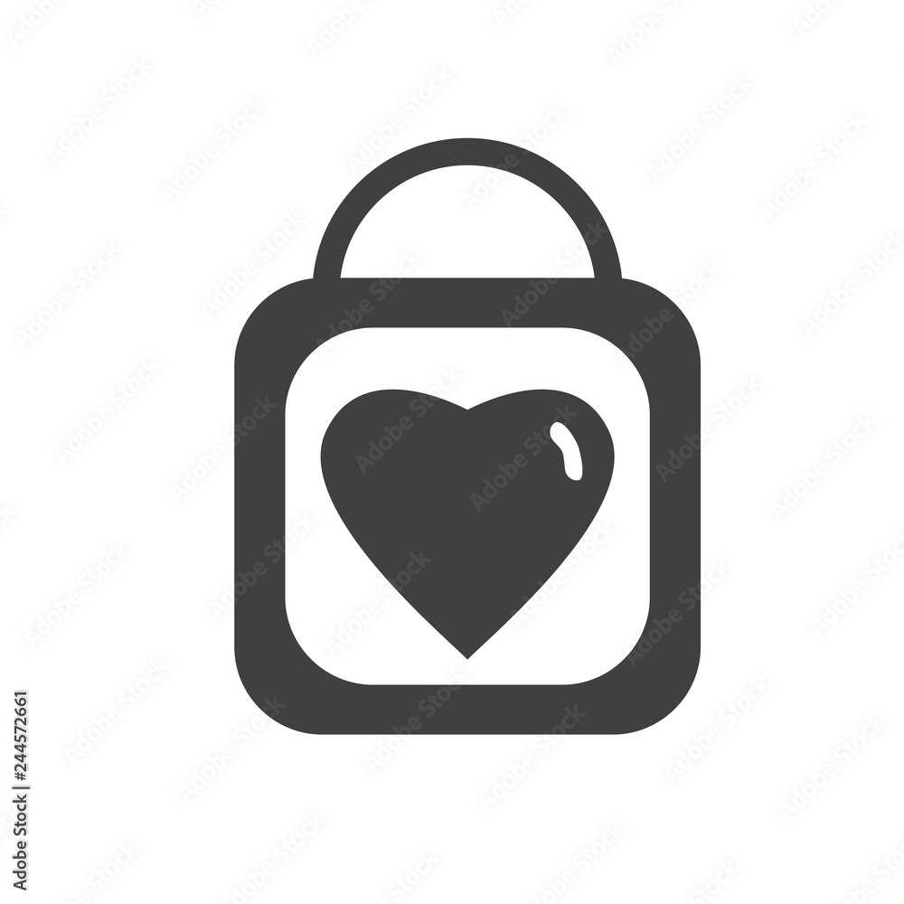 Heart or love lock icon isolated flat vector sign for logo Heart or love lock icon isolated flat vector sign for logo