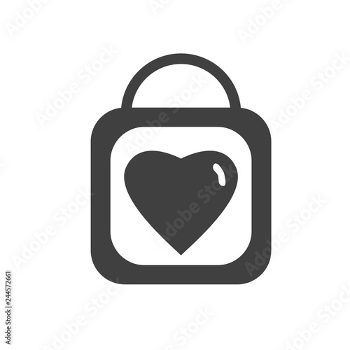 Heart or love lock icon isolated flat vector sign for logo