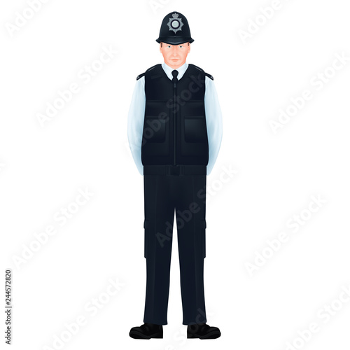 Metropolitan British Police Officers – Realistic, detailed, vector, shaded illustration