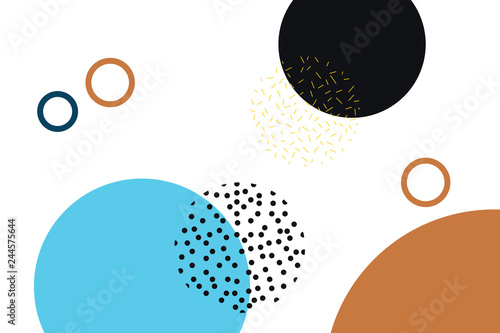 Abstract background art made with geometric shapes in Memphis style. Modern, playful vector art.