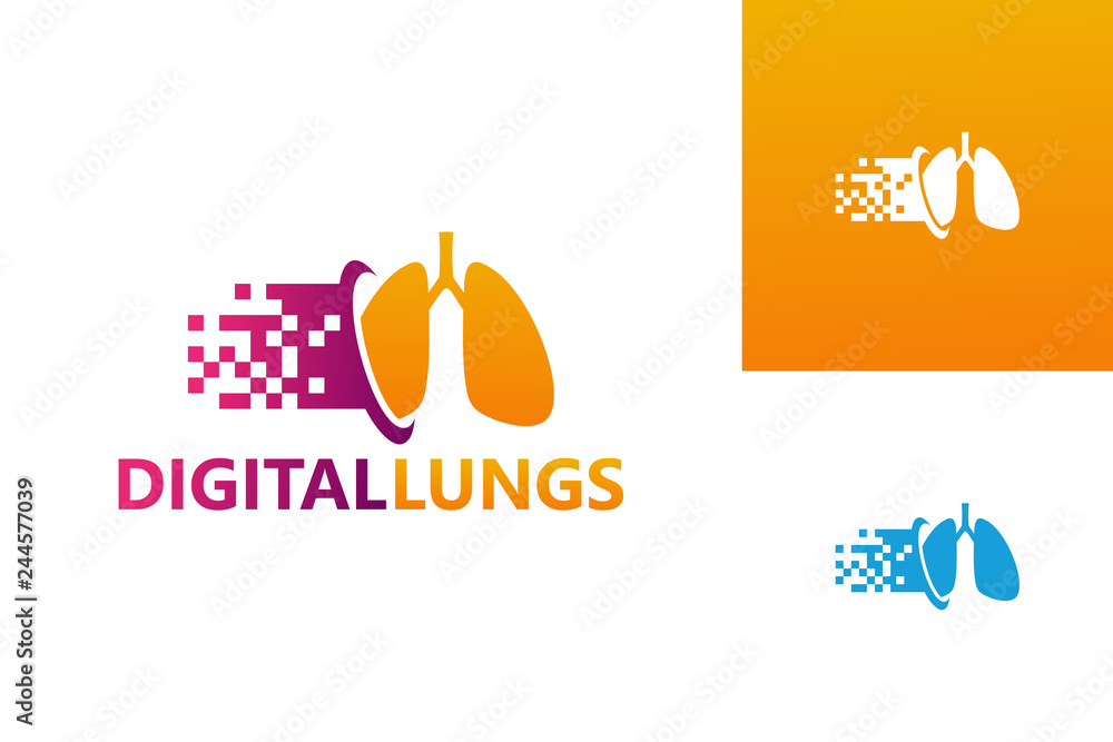 Digital Lungs Logo Template Design Vector, Emblem, Design Concept, Creative Symbol, Icon