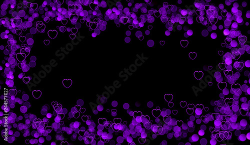 Frame hearts bokeh . Colorful border for backgrounds, wallpapers, covers and packaging