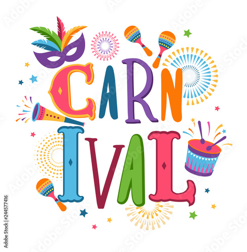 Brazilian Carnival, music festival, masquerade flyer, vector design