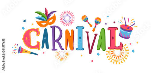 Brazilian Carnival, music festival, masquerade flyer, vector design