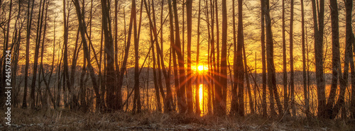 Colorful sunset over the lake. Nature composition. Concept  weather or travel