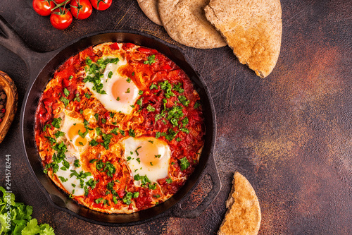 Shakshuka in a Frying Pan. photo