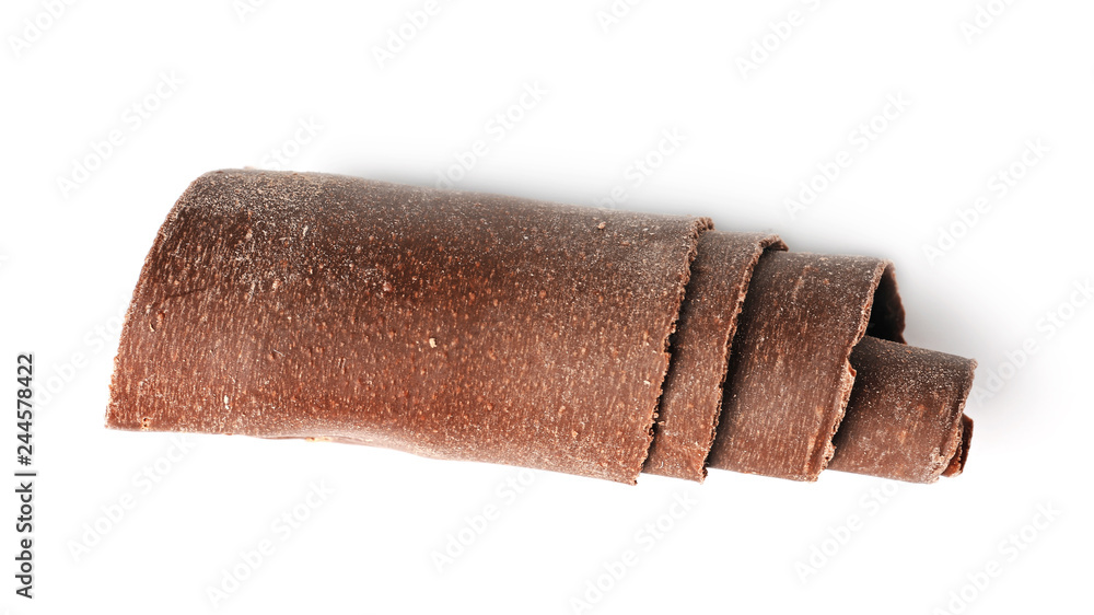 Curl of tasty chocolate on white background Curl of tasty chocolate on white background