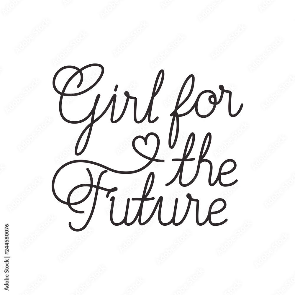 girl for the future label isolated icon