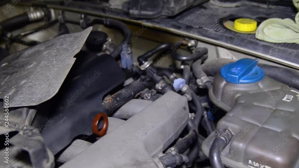 Auto mechanic working in the garage. Repair service. repairs under the hood. Auto mechanic working in the garage. Repair service. repairs under the hood.