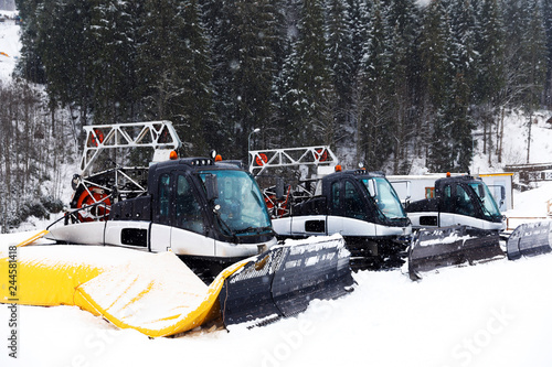 New modern snow plows at mountain resort © New Africa