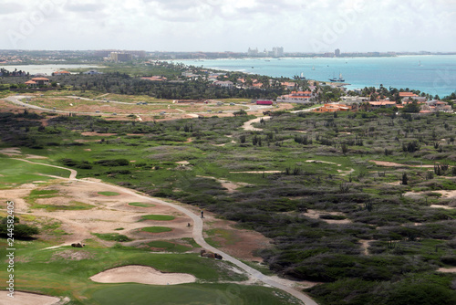 View of beach in aruba from the lighthouse