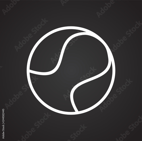 Tennis ball icon on black background for graphic and web design, Modern simple vector sign. Internet concept. Trendy symbol for website design web button or mobile app