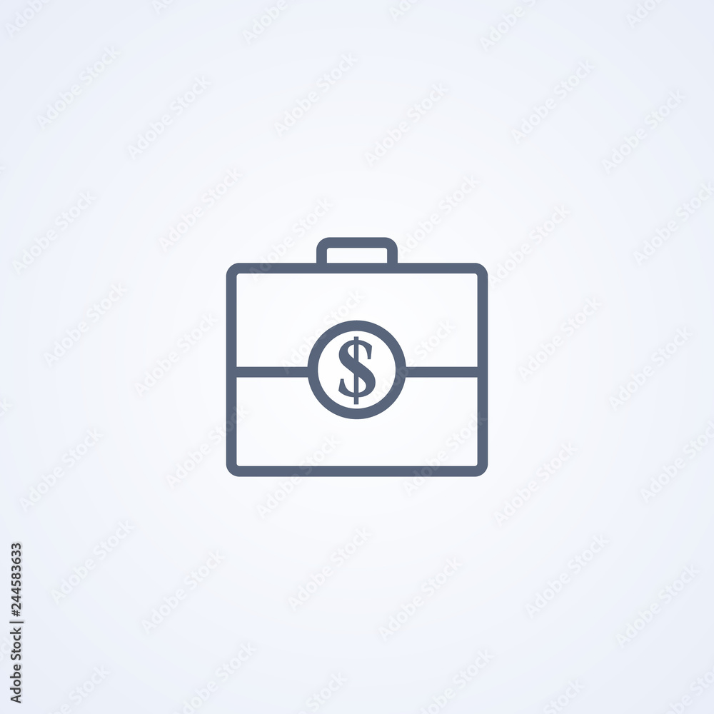 Business briefcase, vector best gray line icon Business briefcase, vector best gray line icon
